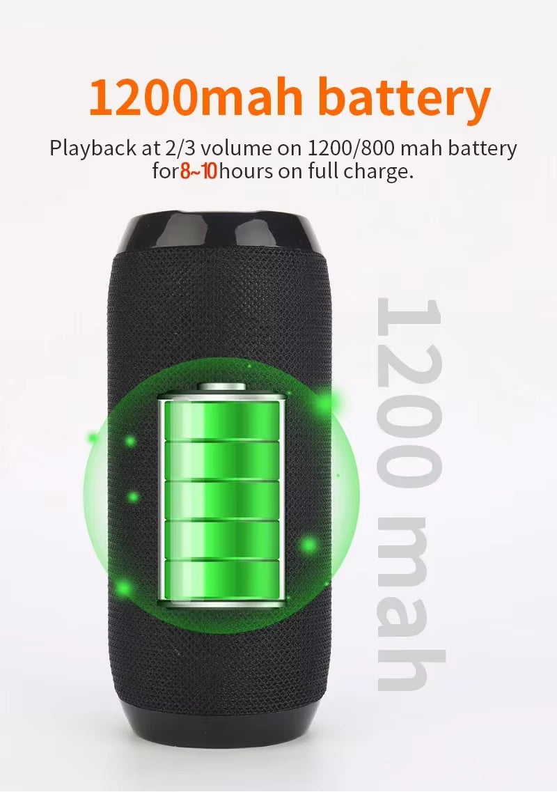 Waterproof Portable Bluetooth Speaker with Subwoofer, AUX and FM Radio Functionality