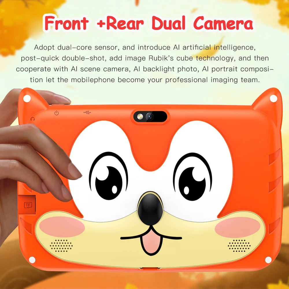 تابلت للأطفال BDF مقاس 7 بوصات يعمل بنظام أندرويد و13، وذاكرة وصول عشوائي 4 جيجابايت وذاكرة قراءة فقط 64 جيجابايت، وواي فاي سعة 1