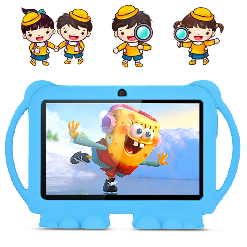 2025 New 7 Inch Kids Tablet with Cartoon Proof Case 5G WiFi Google Learning Education Tablet PC 4GB RAM 64GB ROM 4000mAh