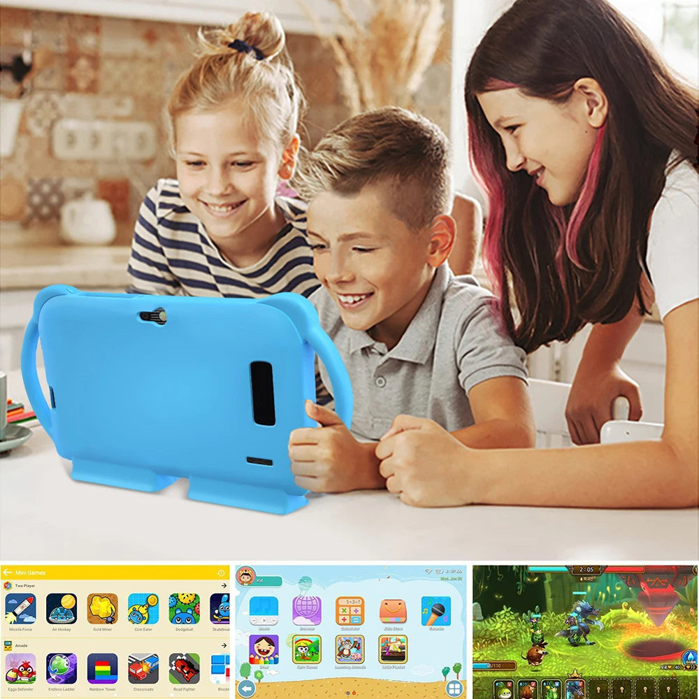 2025 New 7 Inch Kids Tablet with Cartoon Proof Case 5G WiFi Google Learning Education Tablet PC 4GB RAM 64GB ROM 4000mAh