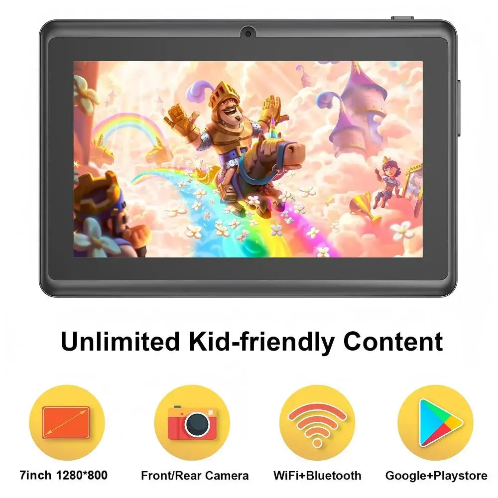 2025 New 7 Inch Kids Tablet with Cartoon Proof Case 5G WiFi Google Learning Education Tablet PC 4GB RAM 64GB ROM 4000mAh