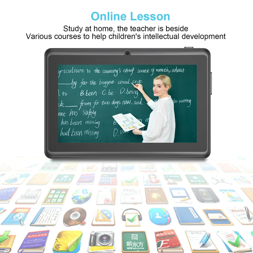 2025 New 7 Inch Kids Tablet with Cartoon Proof Case 5G WiFi Google Learning Education Tablet PC 4GB RAM 64GB ROM 4000mAh