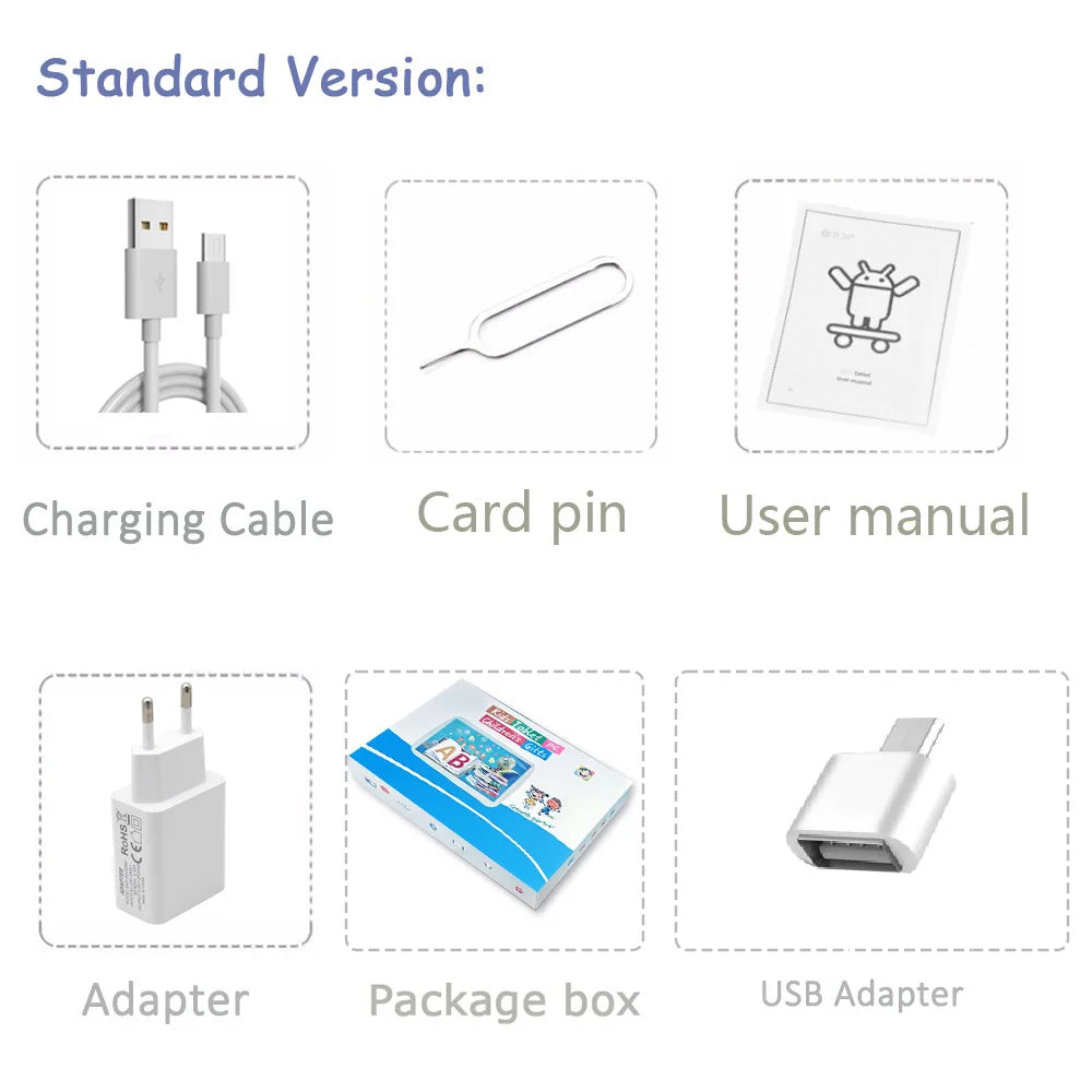 تابلت للأطفال BDF مقاس 7 بوصات يعمل بنظام أندرويد و13، وذاكرة وصول عشوائي 4 جيجابايت وذاكرة قراءة فقط 64 جيجابايت، وواي فاي سعة 1