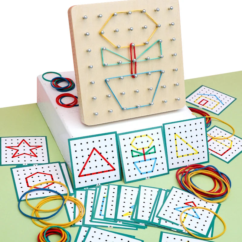 لعبة خشبية تعليمية هندسية للأطفال – Montessori Puzzle Board